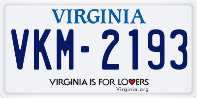 VA license plate VKM2193