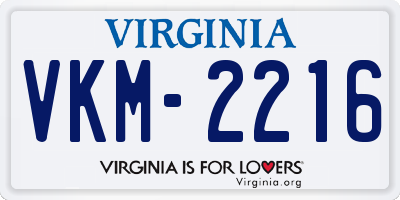 VA license plate VKM2216