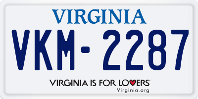 VA license plate VKM2287