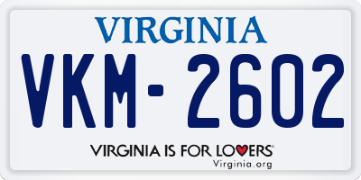 VA license plate VKM2602