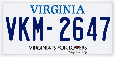 VA license plate VKM2647