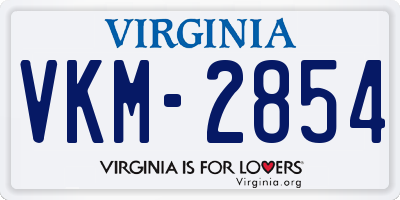 VA license plate VKM2854