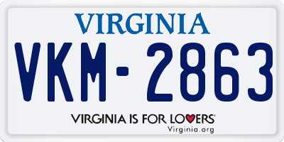VA license plate VKM2863