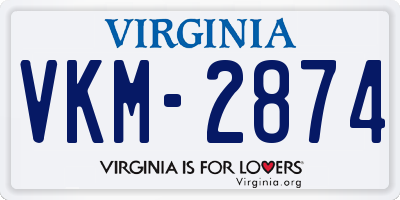VA license plate VKM2874