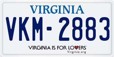 VA license plate VKM2883