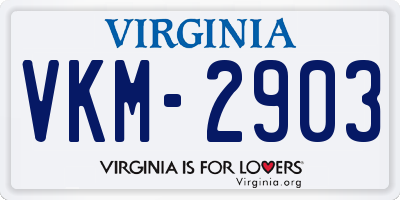 VA license plate VKM2903