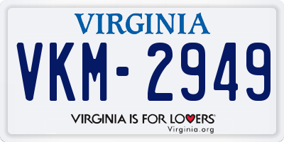 VA license plate VKM2949