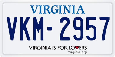 VA license plate VKM2957