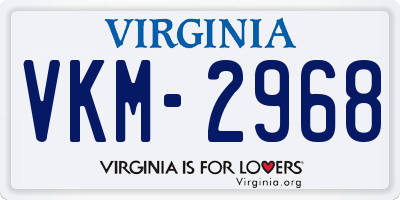 VA license plate VKM2968