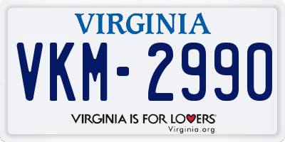 VA license plate VKM2990