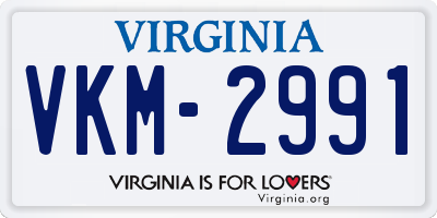 VA license plate VKM2991