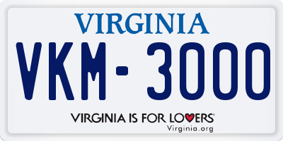 VA license plate VKM3000