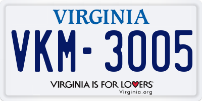 VA license plate VKM3005