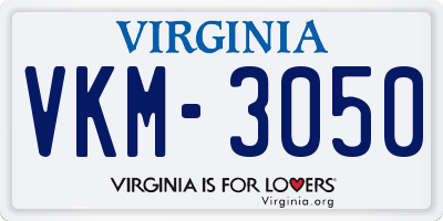 VA license plate VKM3050