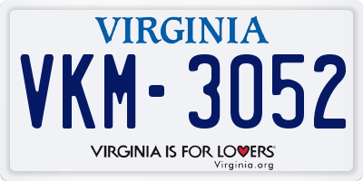 VA license plate VKM3052