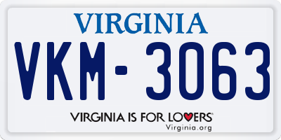 VA license plate VKM3063