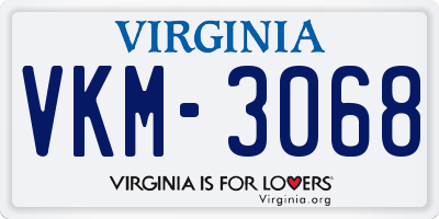 VA license plate VKM3068