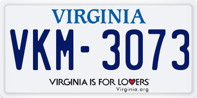 VA license plate VKM3073
