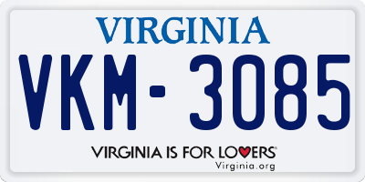 VA license plate VKM3085