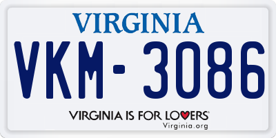 VA license plate VKM3086