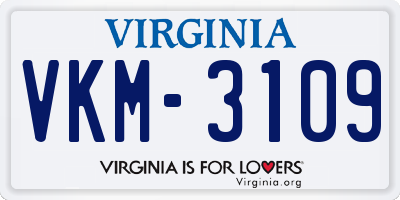 VA license plate VKM3109