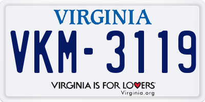 VA license plate VKM3119