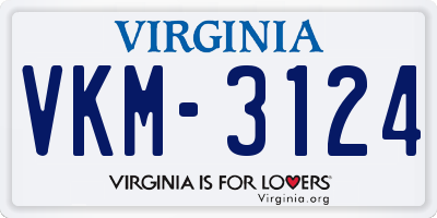 VA license plate VKM3124