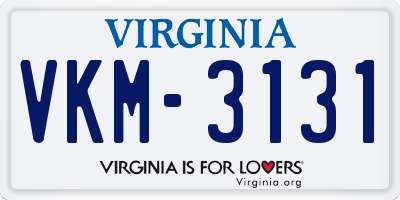 VA license plate VKM3131