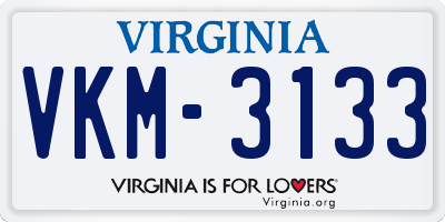 VA license plate VKM3133