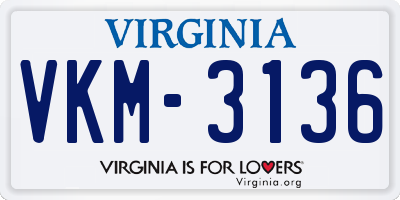 VA license plate VKM3136