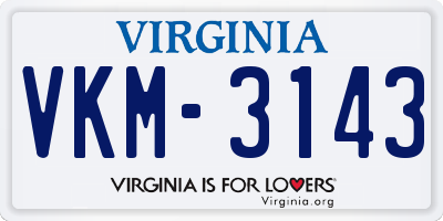 VA license plate VKM3143