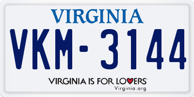 VA license plate VKM3144