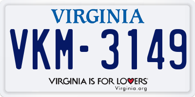 VA license plate VKM3149
