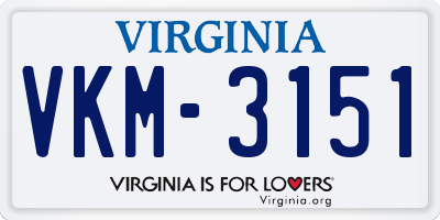 VA license plate VKM3151