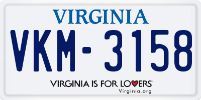 VA license plate VKM3158