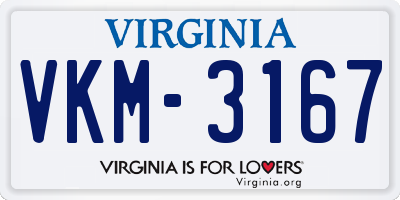 VA license plate VKM3167