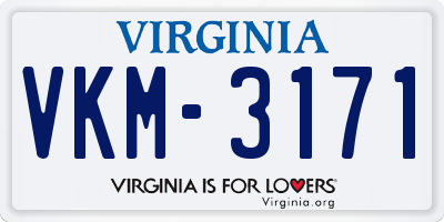 VA license plate VKM3171