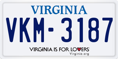 VA license plate VKM3187