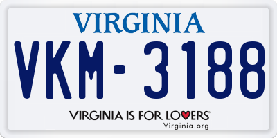 VA license plate VKM3188