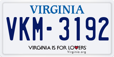 VA license plate VKM3192