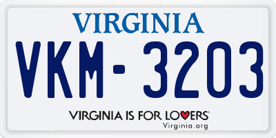 VA license plate VKM3203