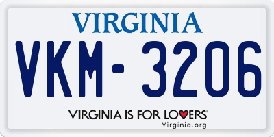 VA license plate VKM3206