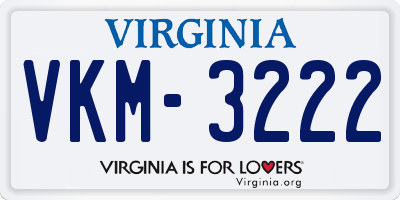 VA license plate VKM3222