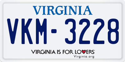 VA license plate VKM3228