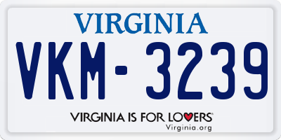 VA license plate VKM3239