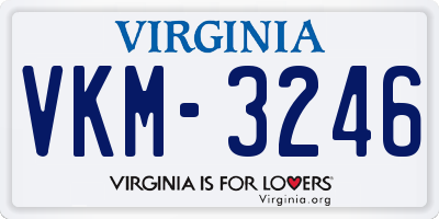 VA license plate VKM3246