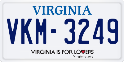 VA license plate VKM3249
