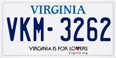 VA license plate VKM3262