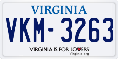 VA license plate VKM3263