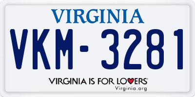VA license plate VKM3281